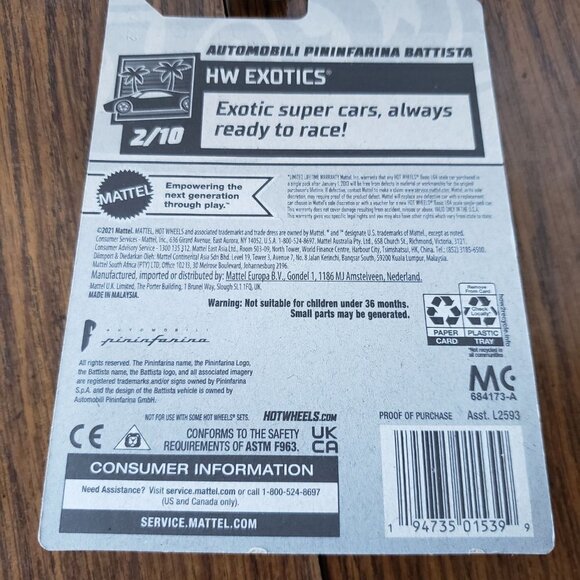 Hot Wheels Automobili Pininfarina Battista Blue 1:64 Exotics 2/10 - Picture 5 of 5
